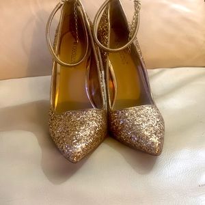 Gold glitter heels